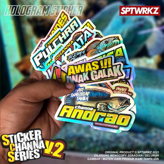 Tem Sticker 7 Màu Cá Lóc Channa Dán Trang Trí Bể Cá, Tem Dán Cá Lóc Cảnh Trang Trí Hồ Cá