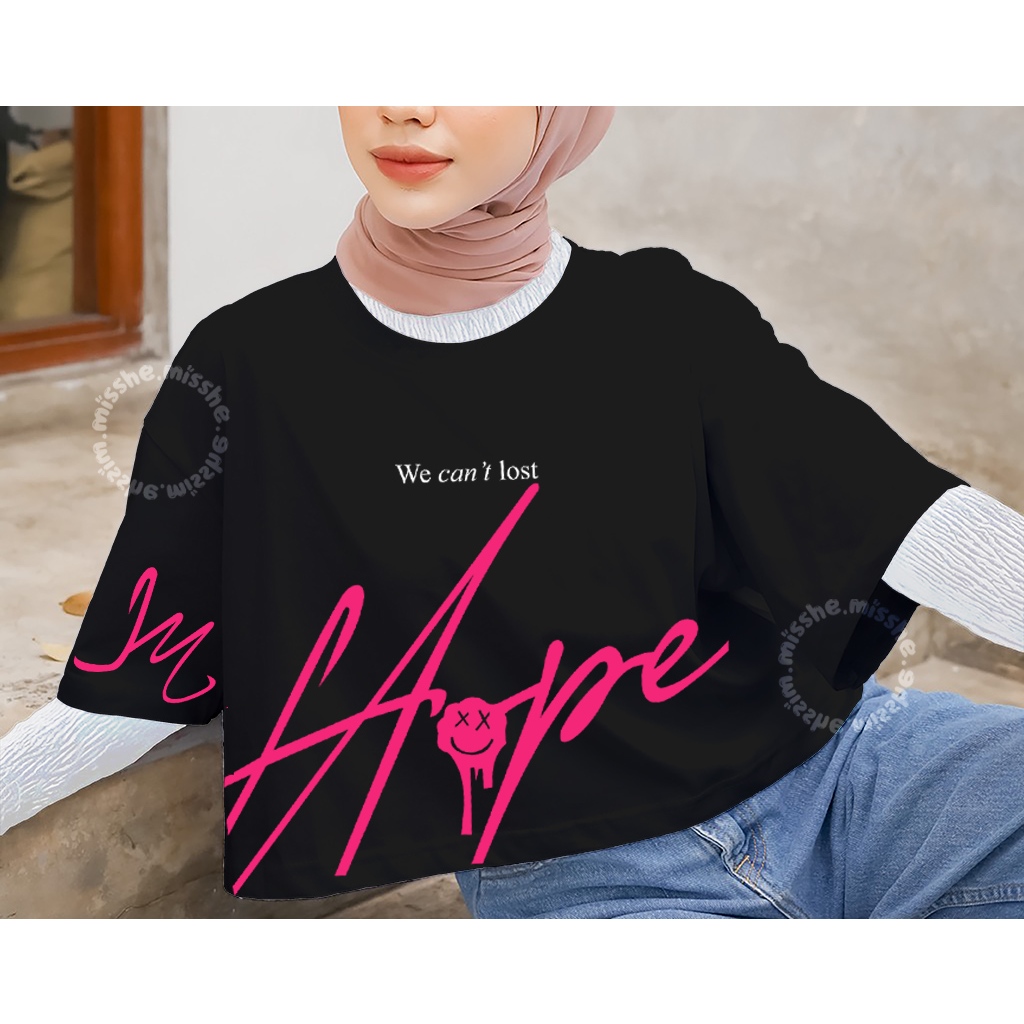COD ID - I Hope We Lost Motif Crop Top / Áo crop top Cotton Oversize dành cho nữ / Áo crop top nữ mớ