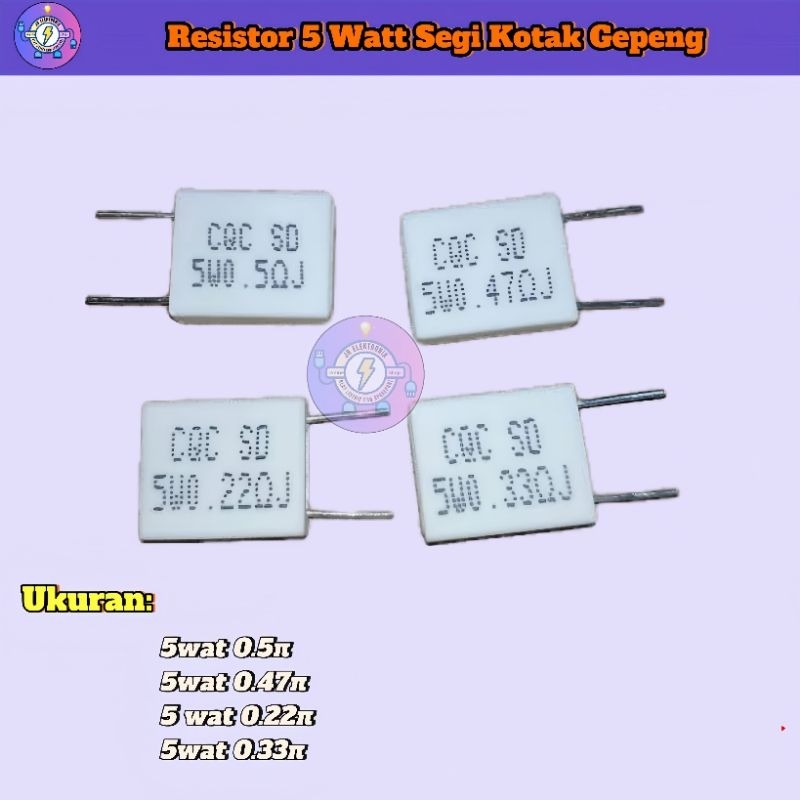 Điện trở hộp phẳng 5watt Kích thước 0,22 ohm 0,33 ohm 0,47 ohm 0,5 ohm