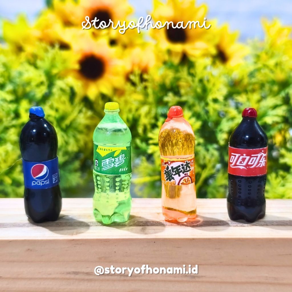 MINIATURE 1: 12 NƯỚC MỀM SODA V2 (1 x 1 x 3.3 cm) PEPSI SPRITE MIRANDA COCA COLA DRINKING CHAI DIY C