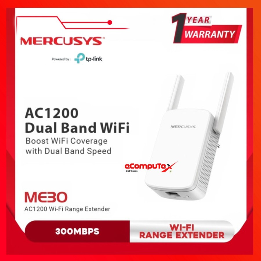 MERCUSYS MỞ RỘNG ME30 AC1200 WI-FI DUAL BAND ROUTER / MÁY MỞ RỘNG KHÔNG DÂY AC1200 MERCUSYS ME30 BẢO