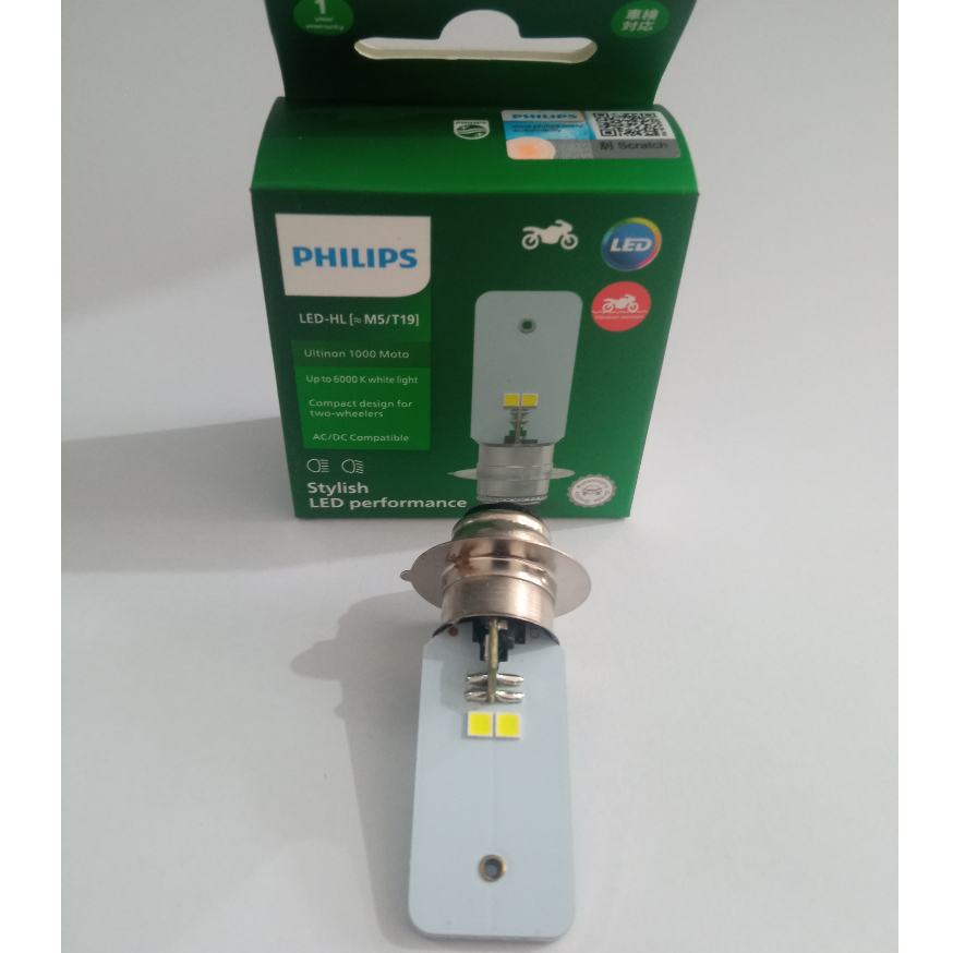 ĐÈN ĐẦU XE MÁY LED PHILIPS M5 / T19 AC / DC Dòng điện CHÍNH HÃNG BEAT SCOOPY OLD SPACY VARIO ETC.