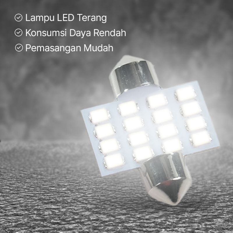 Đèn LED nội thất ô tô Festoon 16 SMD 1210 Super White 31mm - 2 CÁI - OMRS5UWH