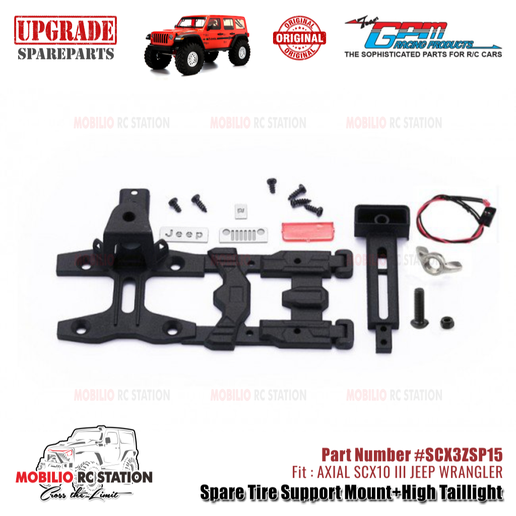 Phần GPM #SCX3ZSP15 Phụ kiện lốp dự phòng gắn đèn hậu cao Axial SCX10 III Jeep Wrangler