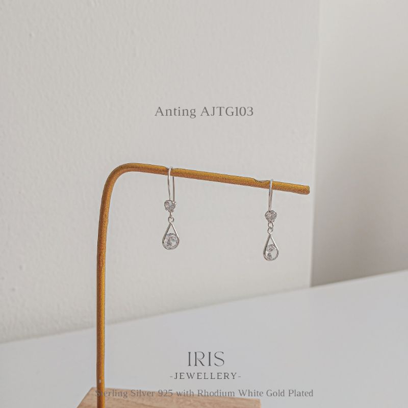 [Iris Jewellery] - Bông tai AJTG103 - Bạc Sterling 925 Mạ vàng trắng 18K