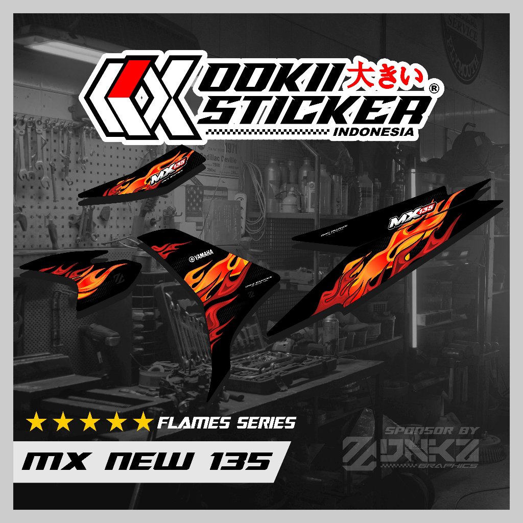 Jupiter MX Mới 135 Miếng Dán Decal Sọc Jupiter MX Mới 135 Cao Cấp Đua Ngọn Lửa OOKII
