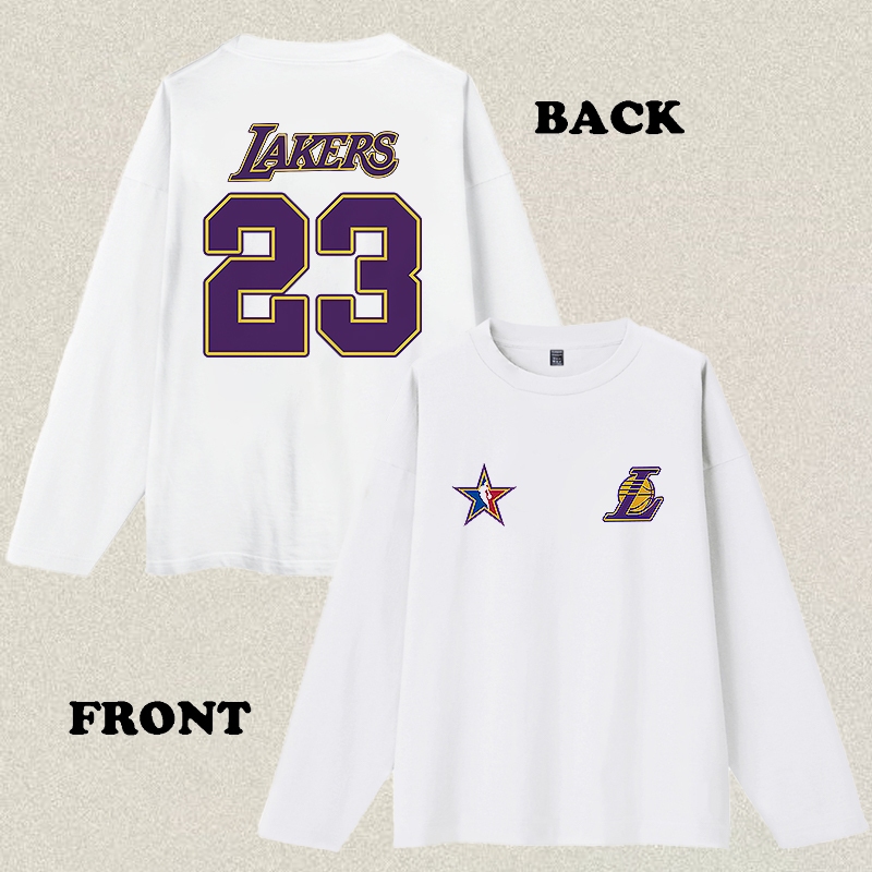 Áo thun nam dài tay RENELLE Distro chính hãng 100% | Áo nam in hình Lakers NO.23 | Phong cách retro,
