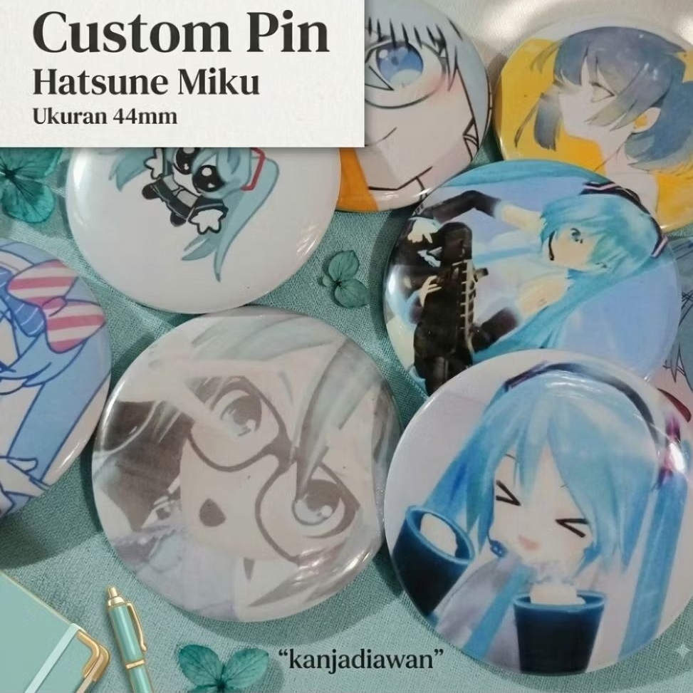 Anime tùy chỉnh Hatsune Miku Pin 44mm Anime Miku Pin