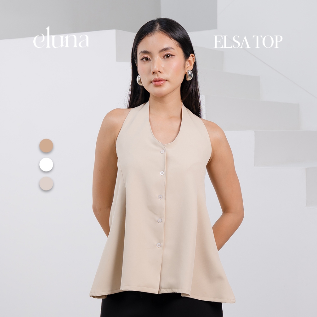 ELUNA - Elsa Top 826 - Dây Nữ Cao Cấp Hàn Quốc Nhìn Văn Phòng Thời Trang Áo Sơ Mi Nữ Dây Cổ Quần Áo