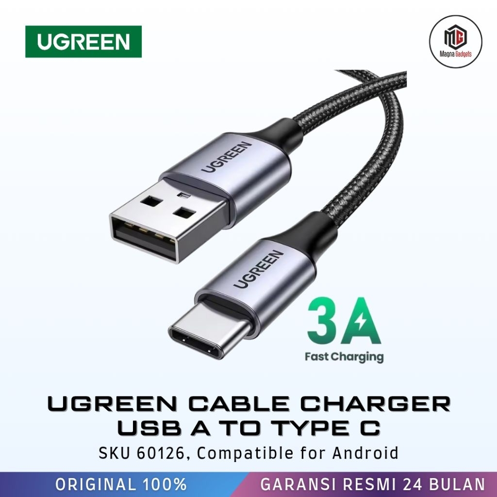 Cáp dữ liệu sạc nhanh Ugreen Type C 3A chính hãng - UGREEN 60116 60126 USB C 3A Hỗ trợ sạc nhanh