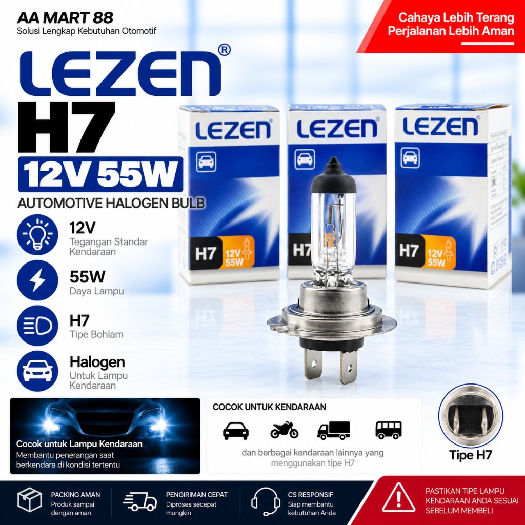 Bóng đèn Halogen ô tô LEZEN H7 12V 55W