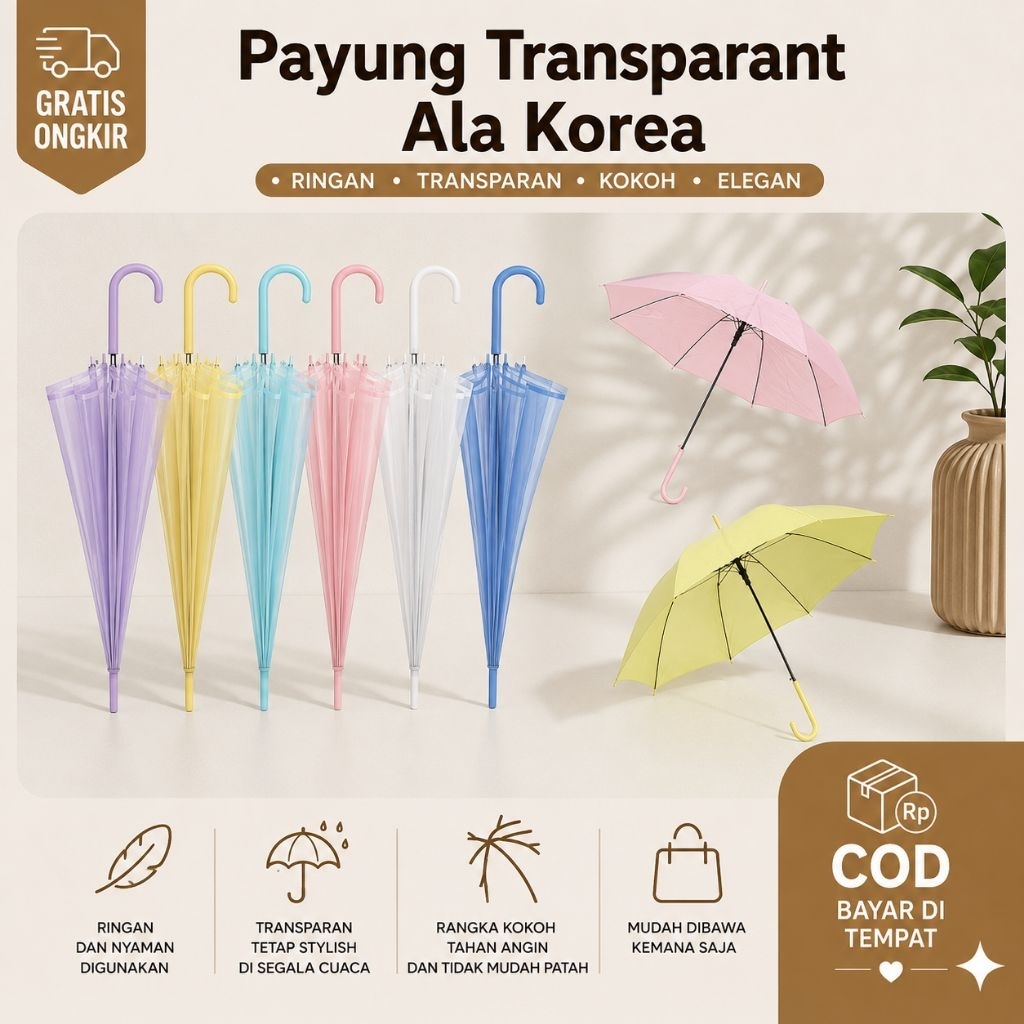 Ô dù trong suốt Hàn Quốc Ô dù thẩm mỹ dễ thương