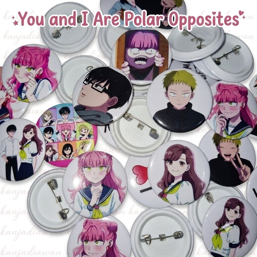 Anime Pin You and I are Polar Oppos Custom Pin Anime Miyu Suzuki Yuusuke Tani 44mm Bóng Dễ Thương Lu