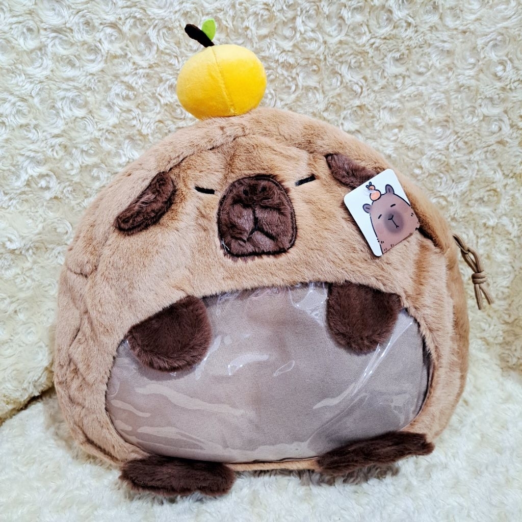 Ba lô Capybara Brown 2in1 L Capybara L Ba lô Capybara trong suốt phía trước
