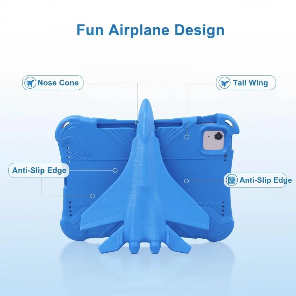 [iPad Air 3 / Air 4 / Air 5] Vỏ máy tính bảng đứng EVA Kids Case Silicone 4D Máy bay búp bê