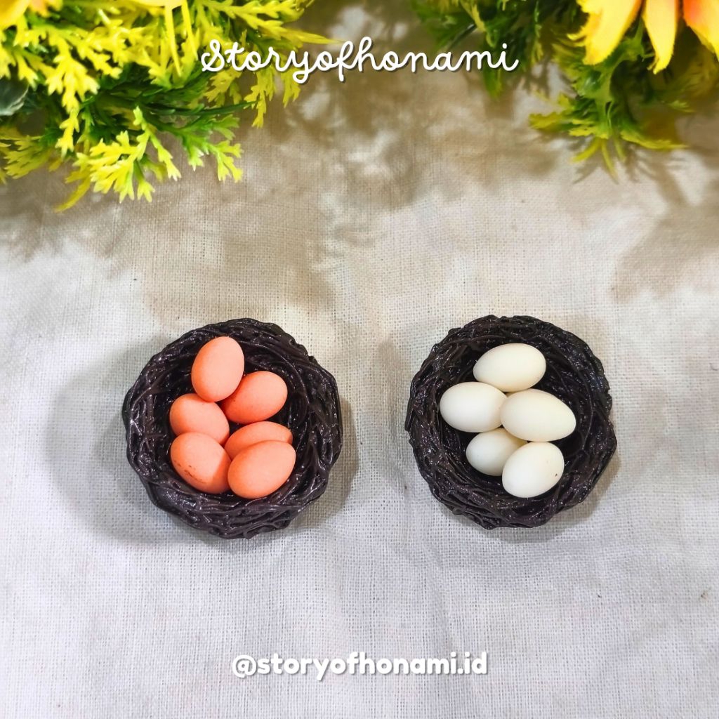 MINIATURE 1: 12 EGGS IN THE CAGE (3,5 x 3,5 x 1,4 cm) THỰC PHẨM BÁNH GÀ GÀ BÁNH NEST