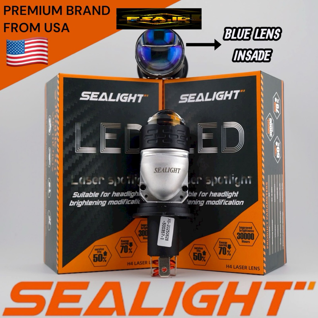 Biled SEALIGHT H4 Đèn Pha LED Xa Gần Máy Chiếu BILED AC DC ANGEL Xanh Đỏ Full Nhôm