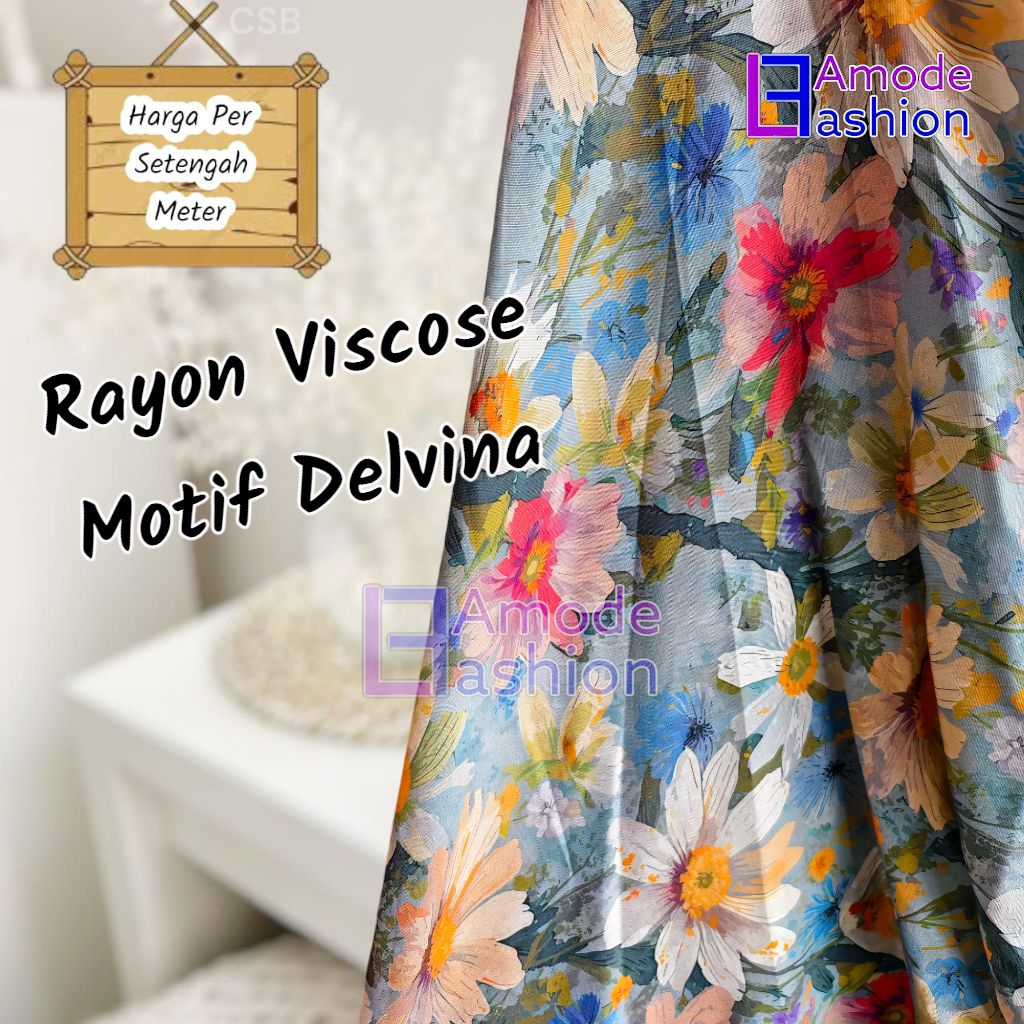 Vải Cotton Rayon Viscose cao cấp với Delvina Motif