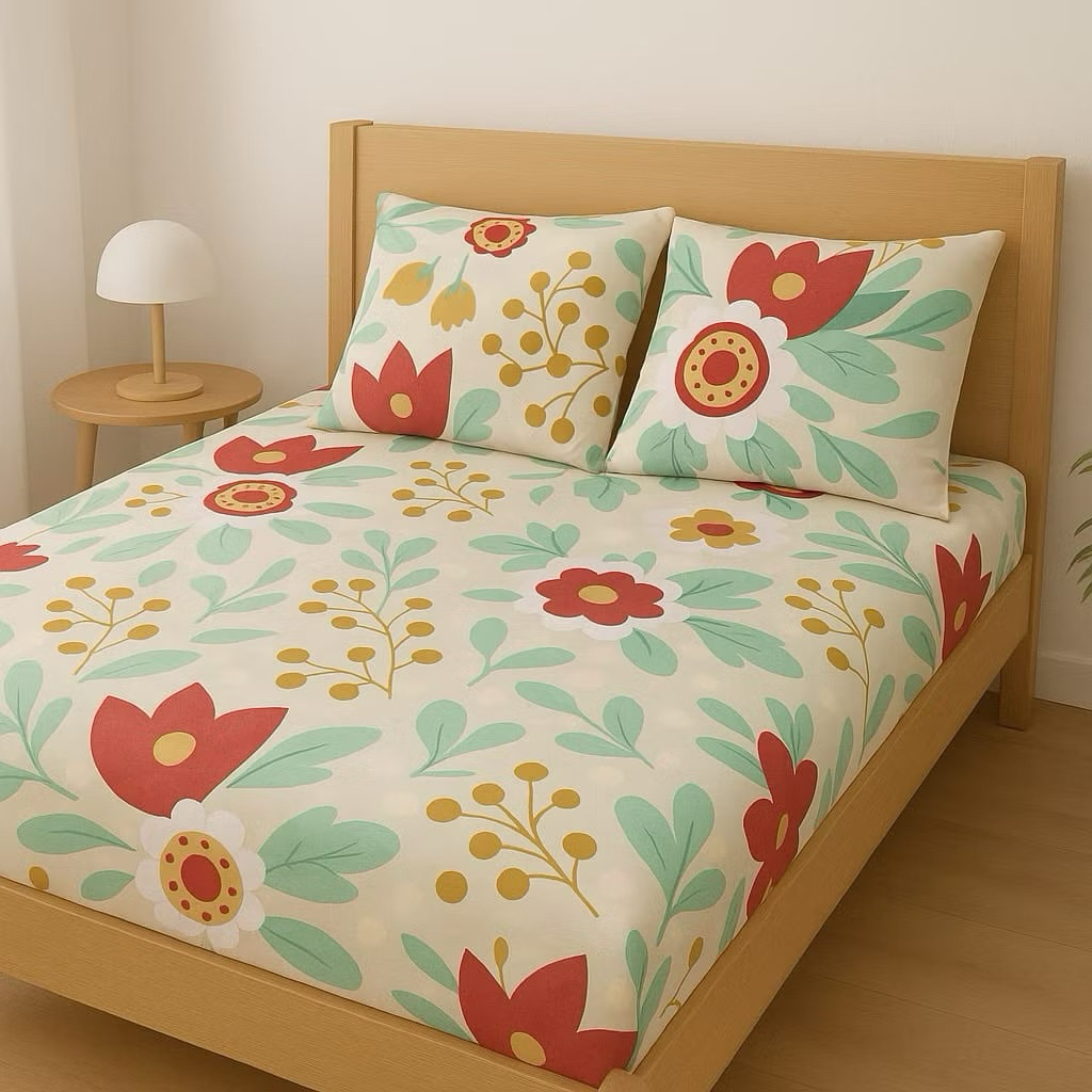 Một bộ ga trải giường kèm gối và đệm, cỡ đơn 90x200, cao 20 và 30