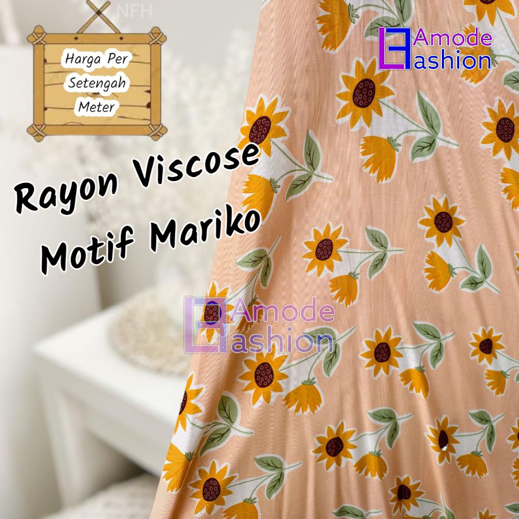 Vải Cotton Rayon Viscose cao cấp với Mariko Motif