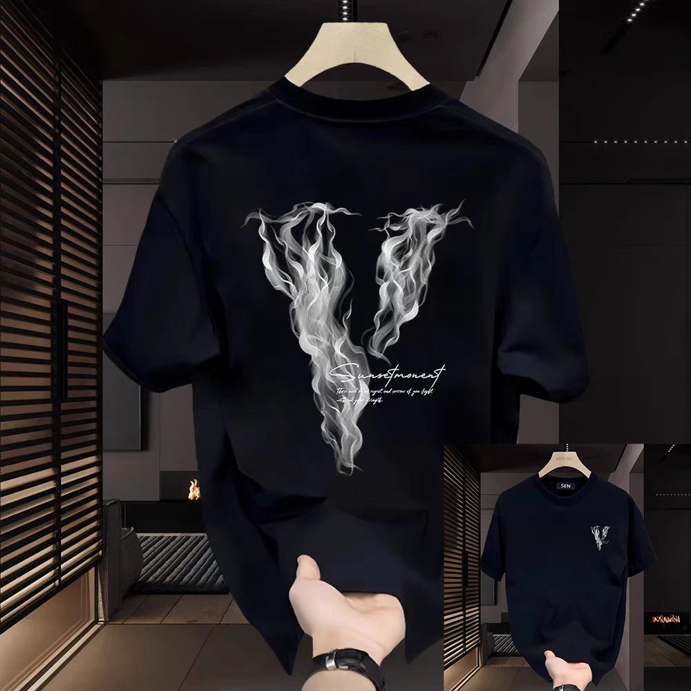 nam distro áo thun cổ tròn nguyên chất size lớn khói hoa Chữ v In Họa tiết unisex distro áo sơ mi na
