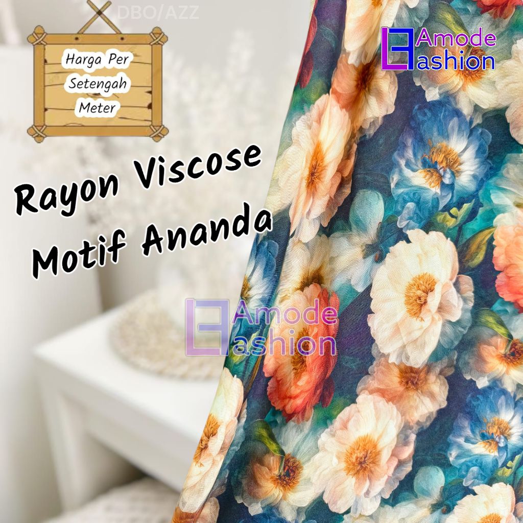 Vải Cotton Rayon Viscose cao cấp với Ananda Motif