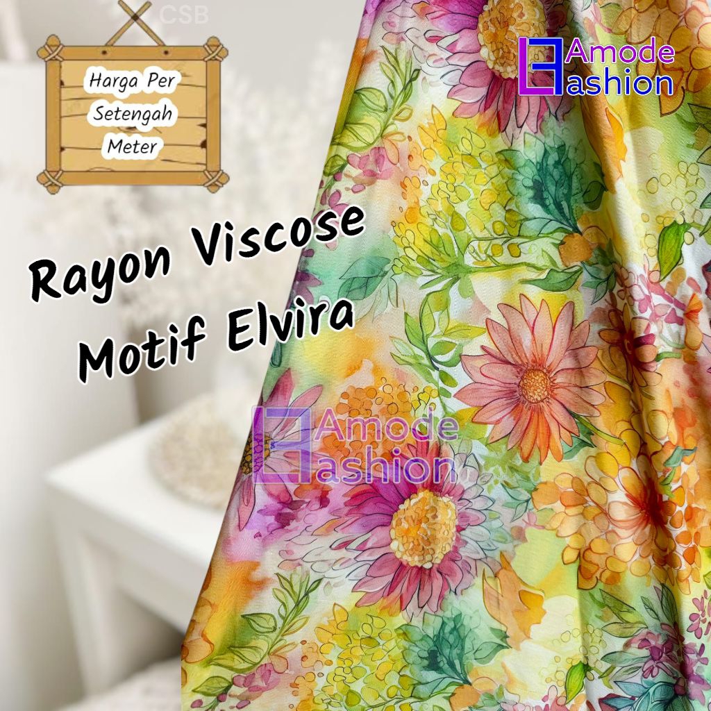 Vải Cotton Viscose Rayon cao cấp Elvira Motif