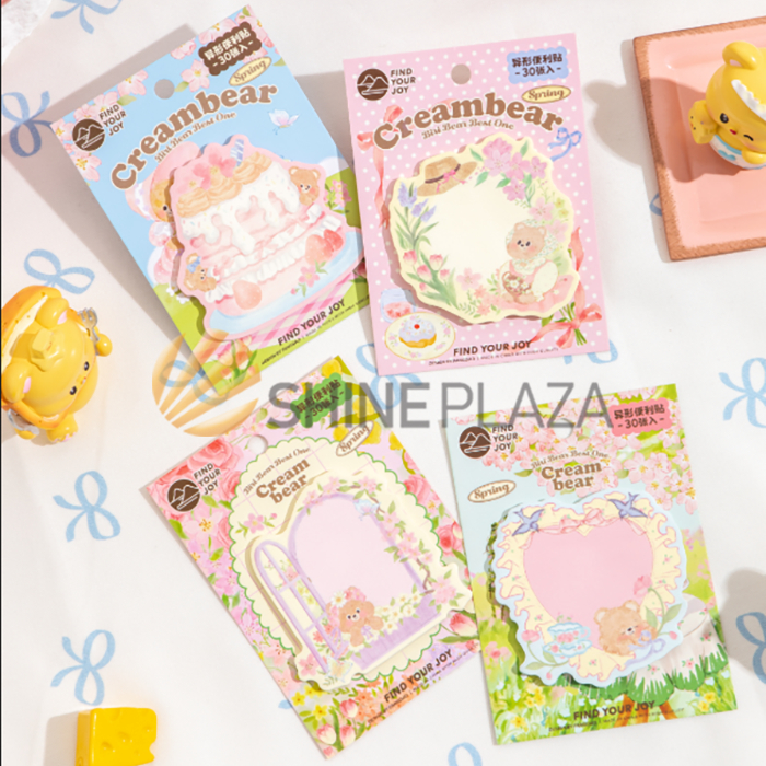 Sticky Notes Cream Bear - Memo Stick Note Stick Chất liệu giấy dễ thương