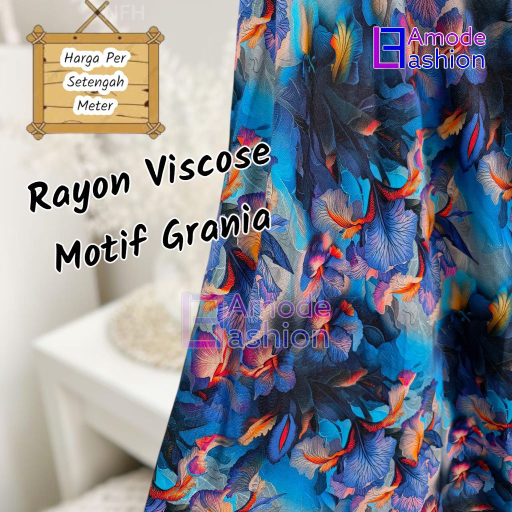 Vải Cotton Rayon Viscose cao cấp với Grania Motif