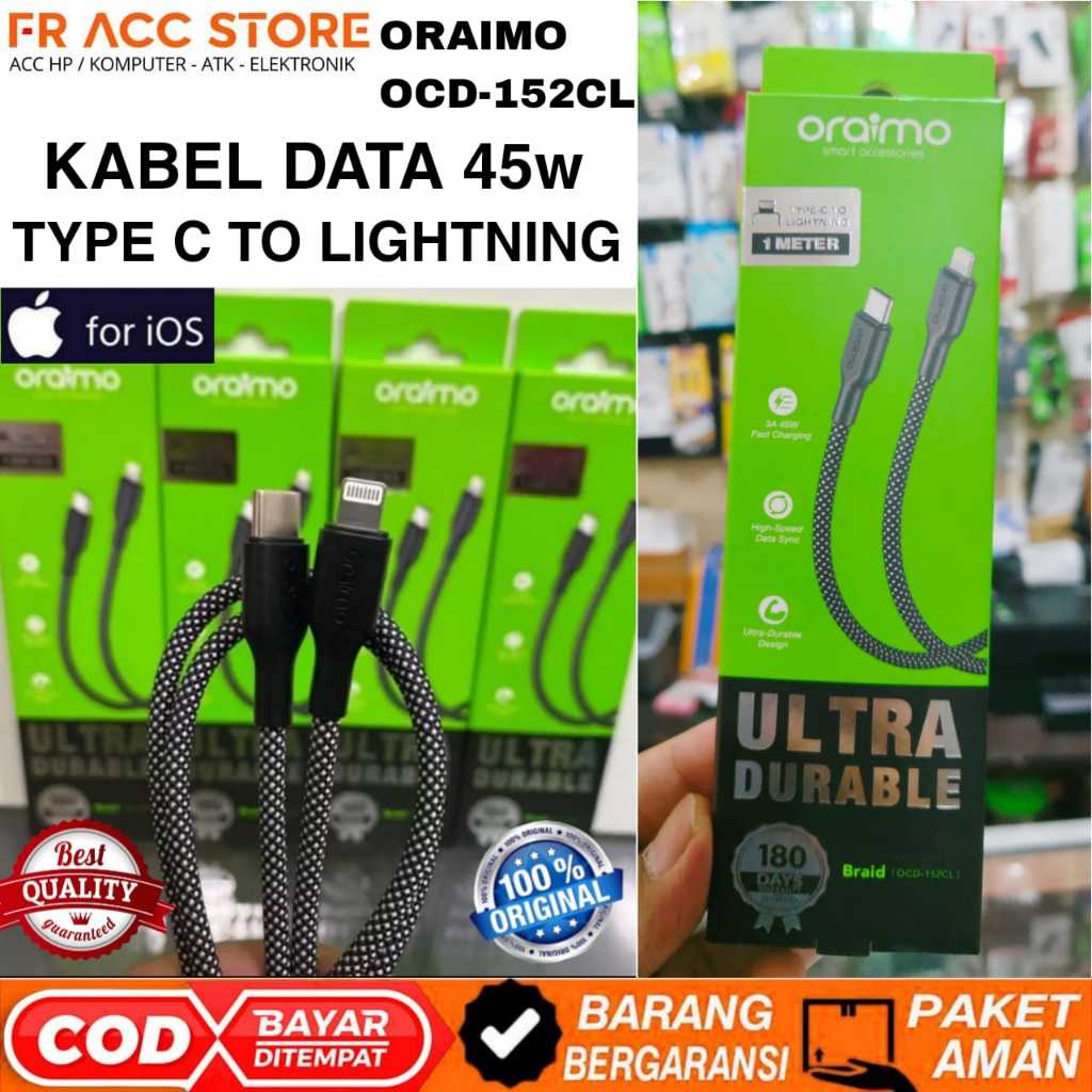 Cáp Dữ Liệu TYPE C TO LIGHTNING 45w ORAIMO OCD-152CL Cáp Lightning Sạc Thời Trang / PD 45w Type c to