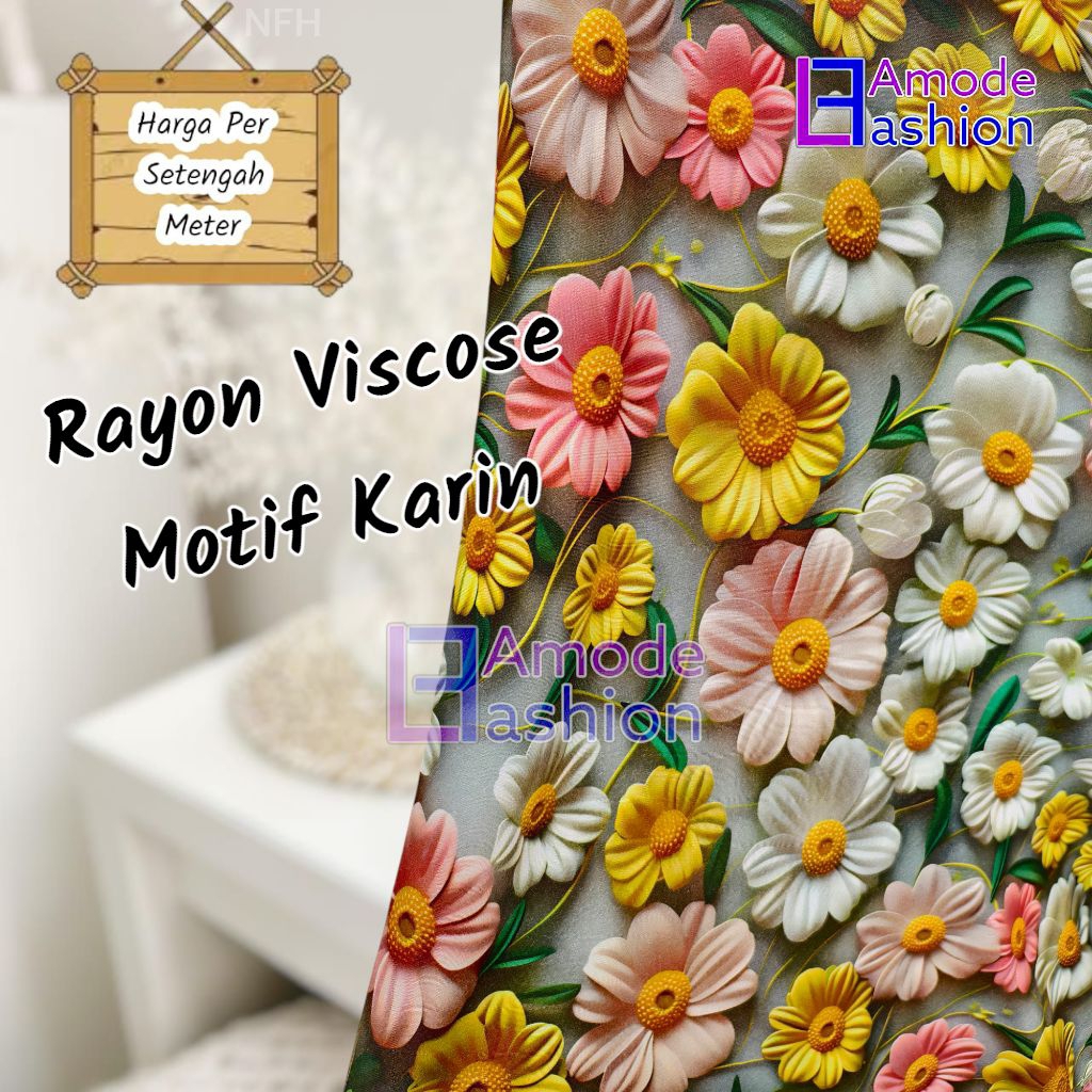 Vải Cotton Rayon Viscose cao cấp với Karin Motif