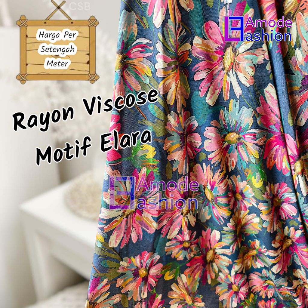 Vải Cotton Rayon Viscose cao cấp với Elara Motif