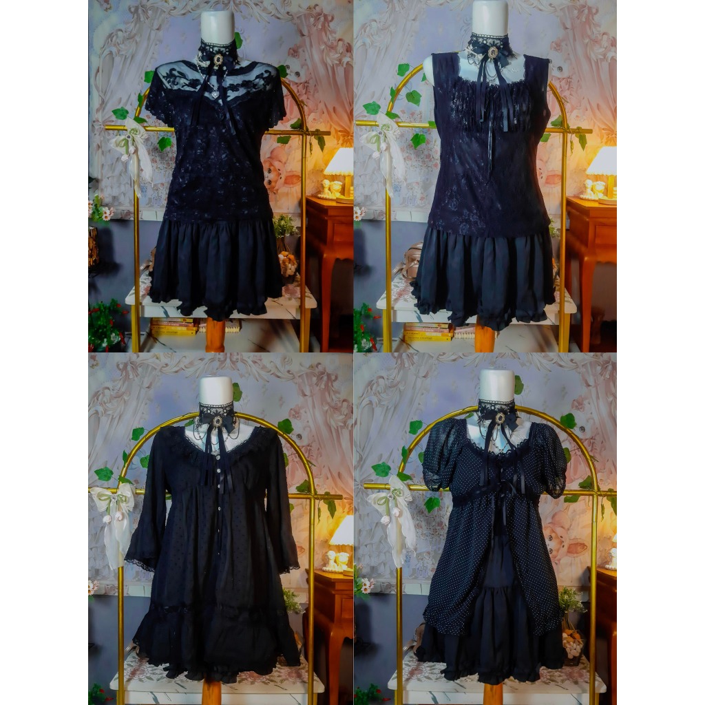 Áo Đen Nhật Bản Y2k Áo Sơ Mi Quần Áo Axes Femme Uni Liz Lisa GU Cotton Hoa Katbol