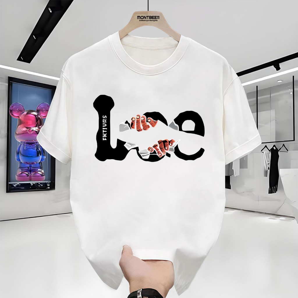100% cotton distro Áo thun Nam Distro nam Áo thun Lee khối bạc in cao Cấp unisex Cổ Cho nam Áo thun 