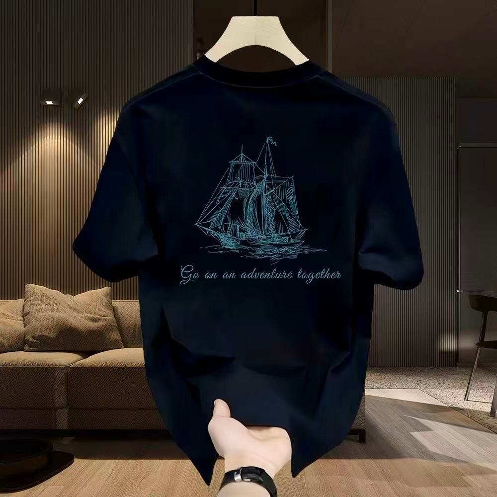 100% cotton distro Áo thun Nam Áo Thun Nam Vintage thuyền buồm tàu Áo thun nam nữ Oversize phiêu lưu