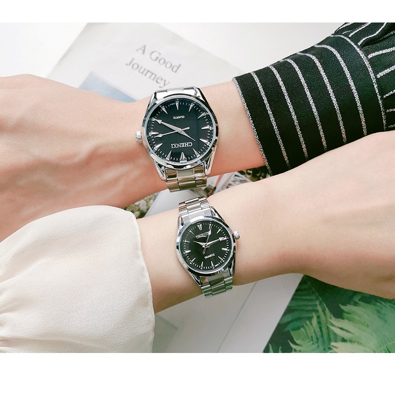 Đồng hồ đôi Thạch Anh Bằng Thép Không Gỉ Thời Trang Cho Nam Và Nữ
