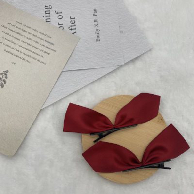 1 Cặp Kẹp Tóc Nơ Bằng Lụa Màu Đen Cho Nữ