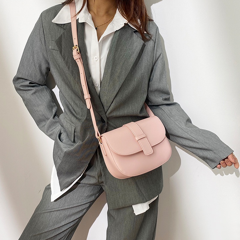 Túi đeo vai IELGY màu trơn phong cách retro trẻ trung thời trang dành cho nữ