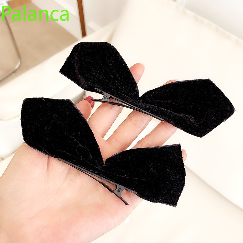 1 Cặp Kẹp Tóc Nơ Bằng Lụa Màu Đen Cho Nữ