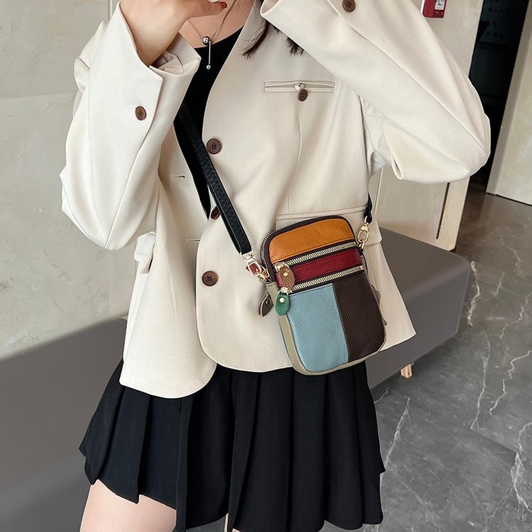 Túi Đeo Chéo Da Bò Mini Nhiều Ngăn Đựng Điện Thoại Thời Trang Mùa Hè Cho Nữ