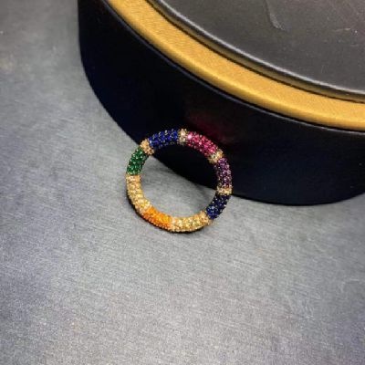 Nhẫn Đính Kim Cương Giả Bằng Bạc Nhiều Màu Thời Trang Cho Cặp Đôi