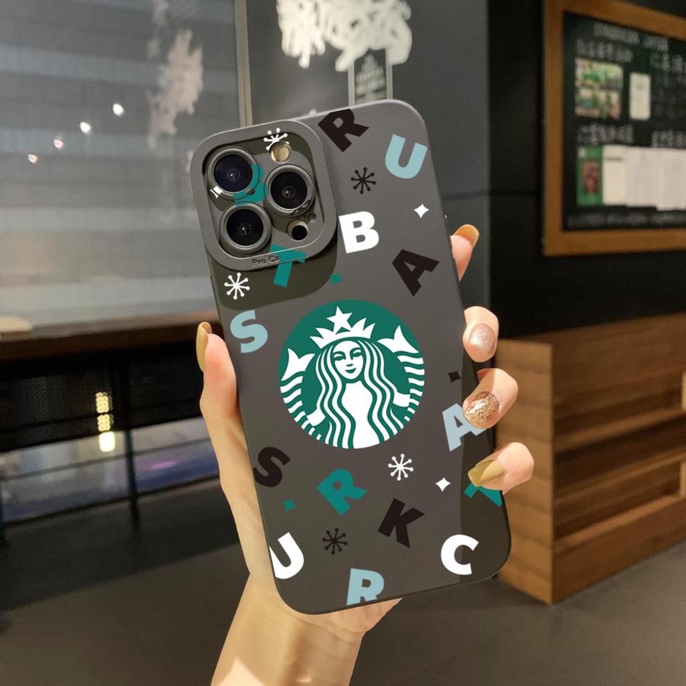 Ốp Điện Thoại Viền Vuông In Hình Gấu Starbucks Cho Xiaomi Redmi Note 12 4G Pro 5G 9S 9A 12C