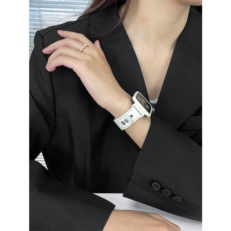 Dây Đeo Bằng Da Có Khung Kim Loại Cho Đồng Hồ Thông Minh Redmi Watch 3 / Redmi Watch 2 lite / Mi Watch lite premium