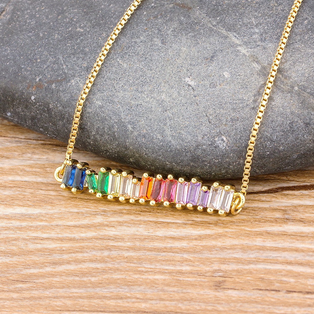 Vòng cổ Mặt Đá Zircon Cầu Vồng Nhiều Màu Mới