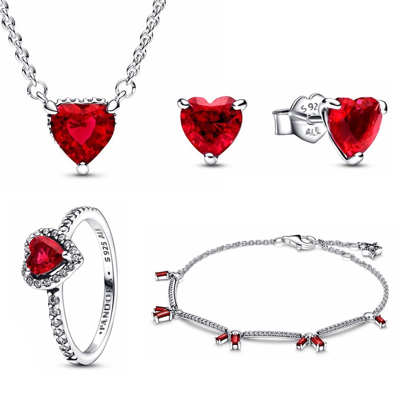 Bông Tai Mạ Bạc 925 Hình Trái Tim Đính Pha Lê Thời Trang Cho Nữ