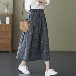  chân váy nữ trung niên Bigsize chân váy dài dáng xoè hoa nhí  cạp chun lưng thun mùa hè Phong cách Hàn Quốc Thời Trang đẹp 