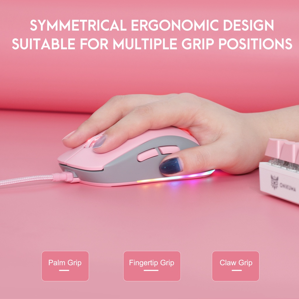 Chuột Chơi Game Có Dây CW918 RGB 6 Mức Độ 7200 DPI Hình Dấu Chân Mèo Dễ Thương