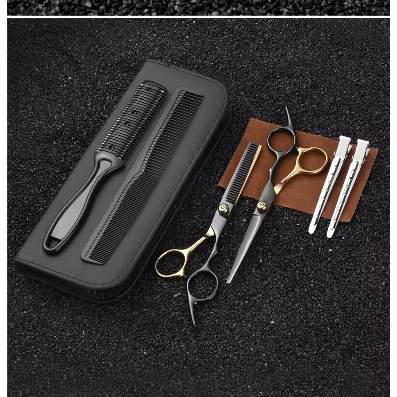 Bộ Kéo Cắt Tóc Chuyên Nghiệp 6.5inch Màu Vàng Đen