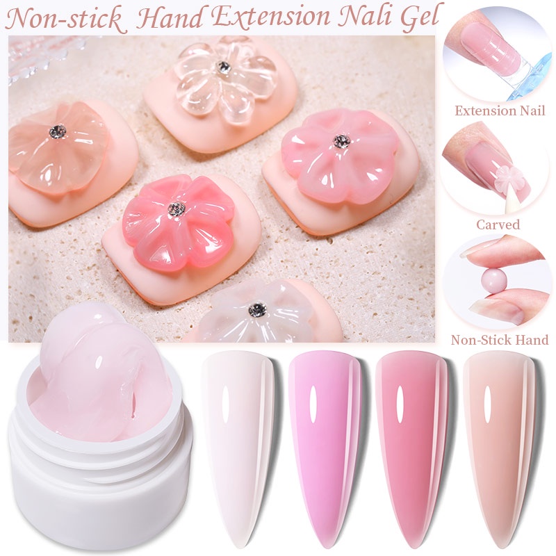 Bộ 3 Lọ Gel Nối Dài Móng Tay Màu Nude Trong Suốt DIY 8ML Không Dính