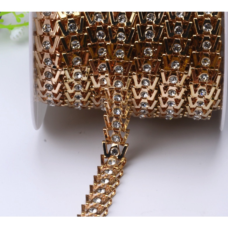 Cuộn Dây Ruy Băng Đính Đá Pha Lê 1Yards Dùng Trang Trí Túi Xách / Quần Áo DIY